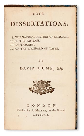 HUME, DAVID.  Four Dissertations.  1757